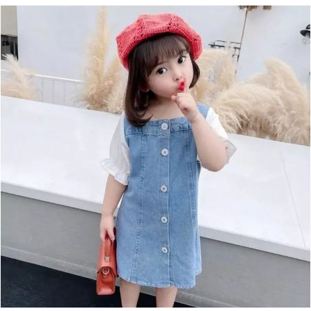 Dress Anak Perempuan Import Korean Style - Angela Dress usia 1-7 Tahun Dres Jeans Anak Premium