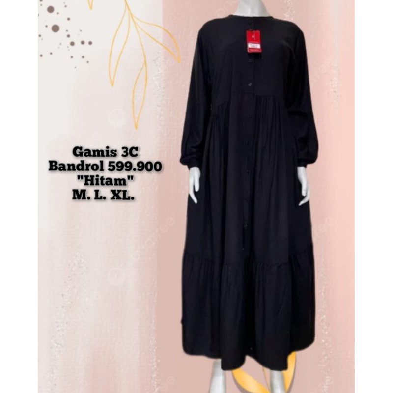 Gamis 3C • Gamis branded 3coin • Dress polos • Dress hitam • Gamis Putih • gamis dewasa