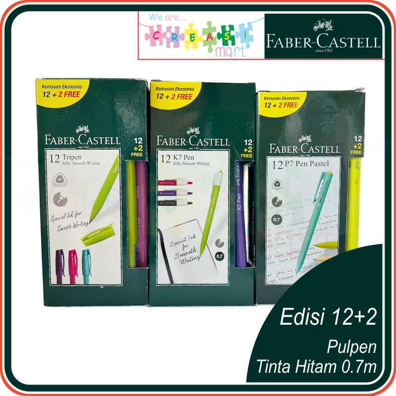 

Faber Castell Pulpen Tinta Hitam 0.7 (EDISI KHUSUS 12+2) Tersedia Berbagai Model 100% Original