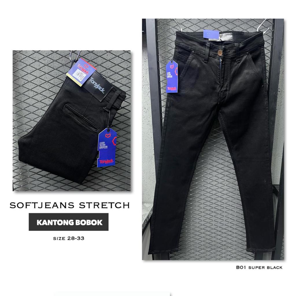 MARKASS STYLE - Celana Soft Jeans Panjang Pria Serie B01 Super Black / Celana Jeans Pria Original To
