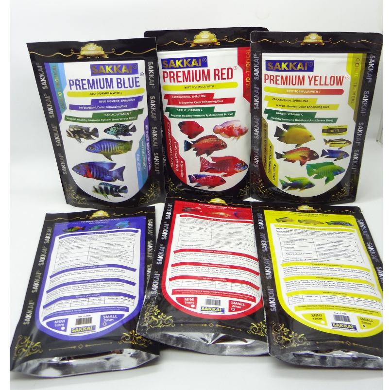 Pelet SAKKAI Premium BLUE / YELLOW / RED 100 GRAM Setara akari