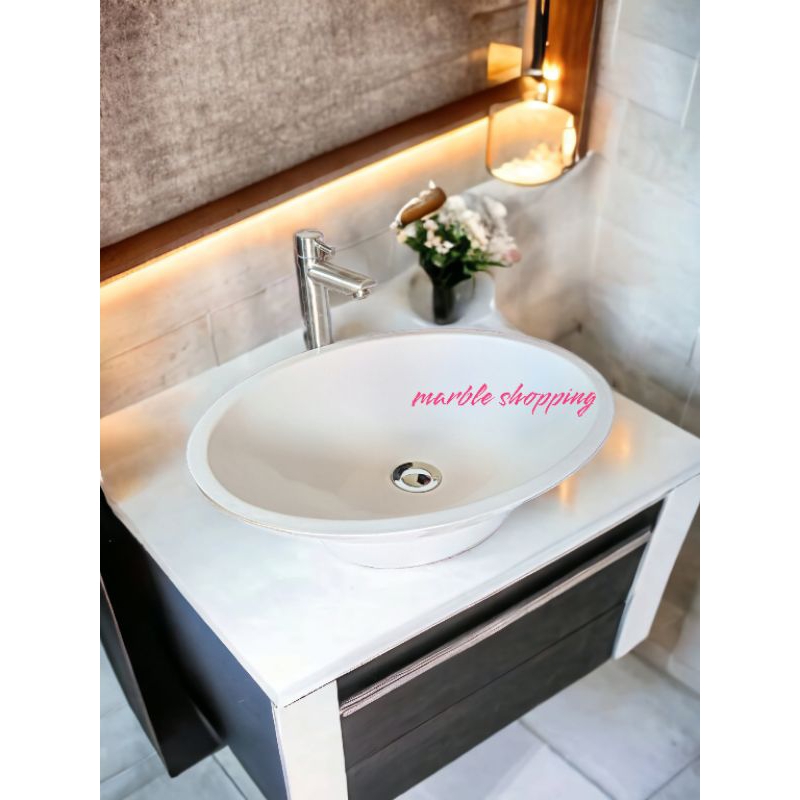 wastafel cuci tangan marble putih wastafel model kapsul wastafel oxvan