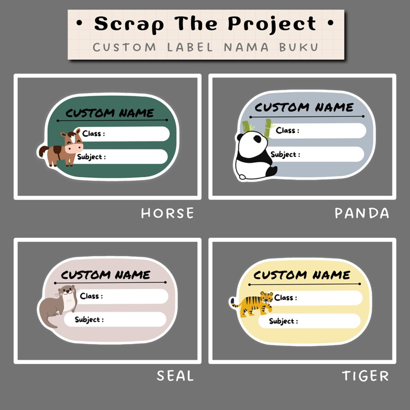 

STIKER LABEL NAMA BUKU / CUTE ANIMAL BOOK LABEL STICKER / LB - 07