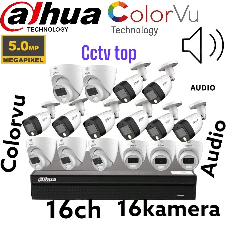 Paket cctv dahua 16 ch 5MP Colorvu audio UHD bluit mic