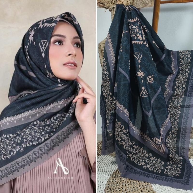 Hijab Segi4 Voal Motif Premium motip Terbaru Jilbab Deenay KW