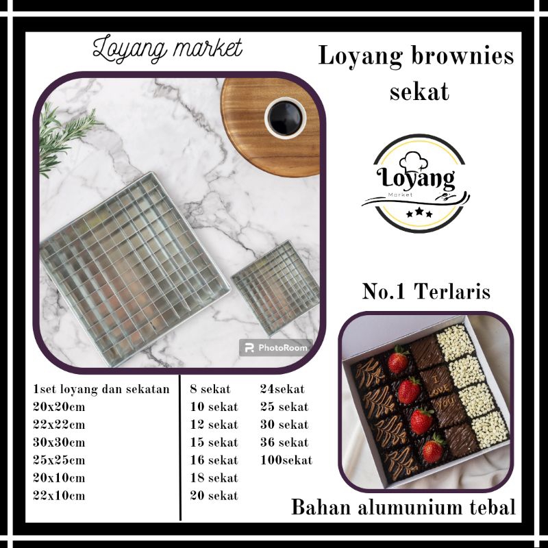 Loyang kue brownis sekat 20x20 dan 22x22 25x25 20x10 22x10 15x10 cm Grade A Cetakan brownies Loyang 