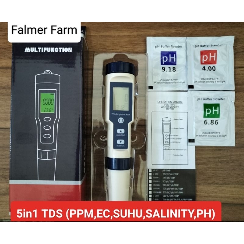 TDS 5In1 ALAT UKUR PPM EC SUHU SALINITY PH METER