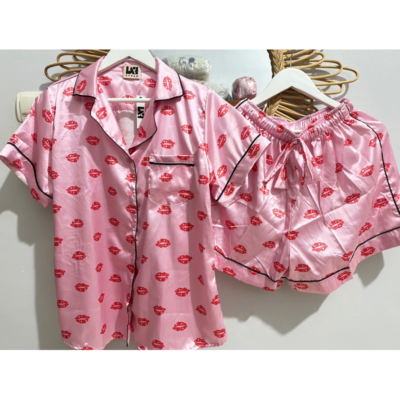 piyama satin pink vs | pajamas satin pink vs | pajamas VS | Piyama VS | baju tidur satin | baju tidu