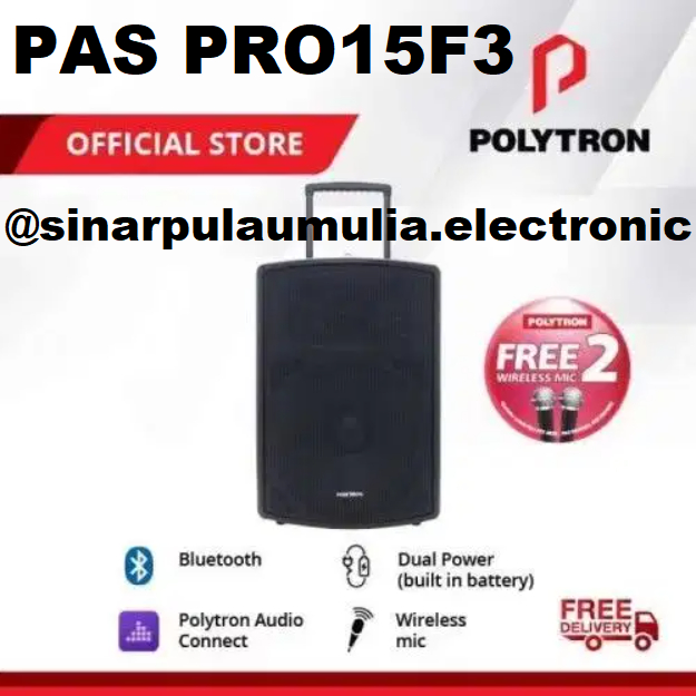 Polytron Speaker Aktif 15 Inch Built In Battery - PASPRO 15F3 / PASPRO15F3 12 F 3 15F 15F3 F3