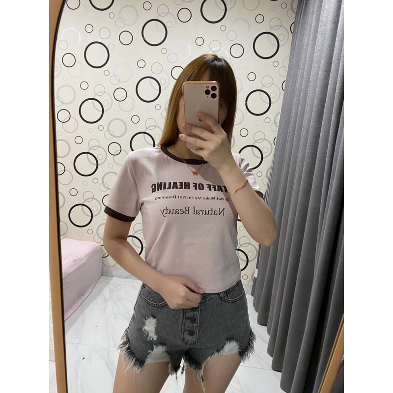 CROP TOP MOTIF TULISAN WANITA BAHAN PREMIUM ALLSIZE