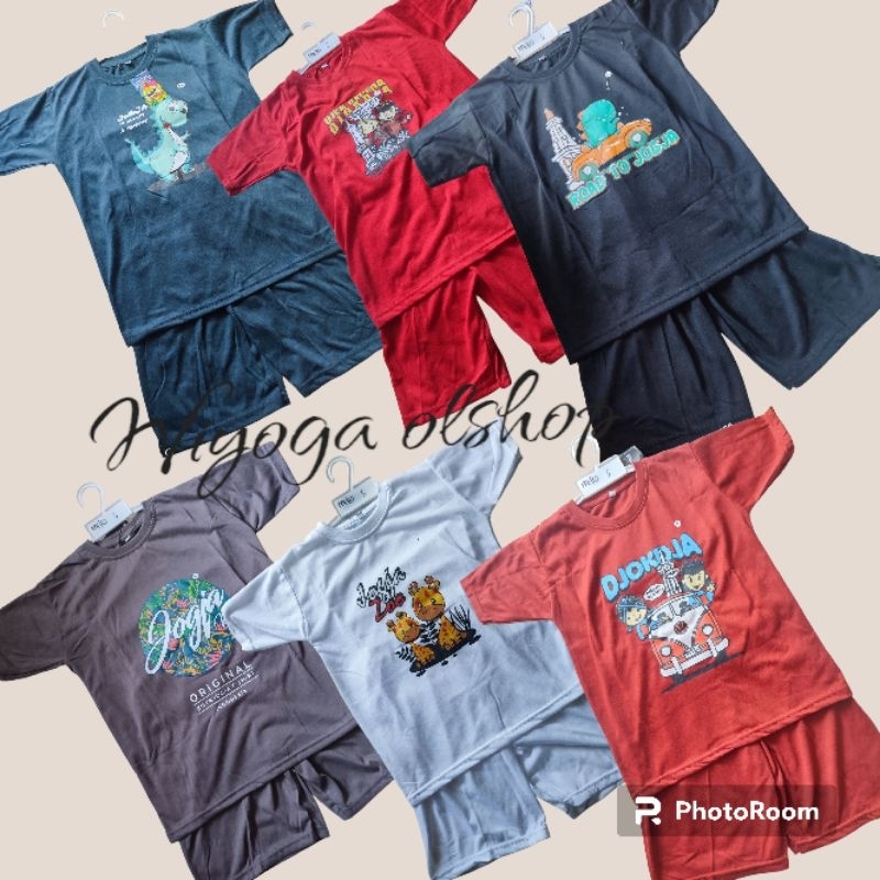 setelan kaos anak khas jogja lengan pendek / setelan kaos jogja laki perempuan / setelan kaos anak l