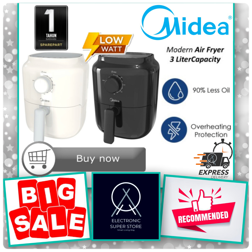 AIRFRYER MIDEA MF-TN30A MF TN30A 30A PENGGORENG ELEKTRIK HEALTHY PREMIUM AIR FRYER 3L MIDEA