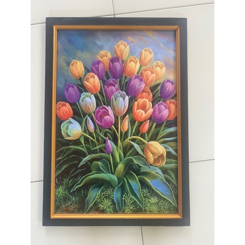 Hiassn Dinding Lukisan Cetak Bunga tulip warna-warni