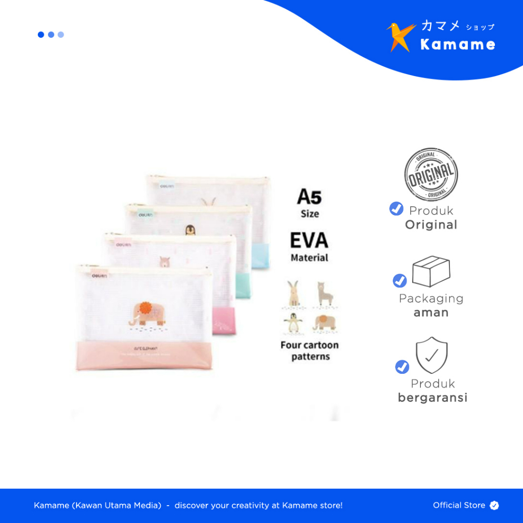 

Deli Zip Bag - Transparent Mesh Zipper Bag Map Pouch Tas Resleting Jala A5 5992