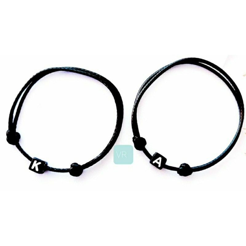 Gelang Couple inisial#gelang nama#gelang cauple tali hitam  P-Z