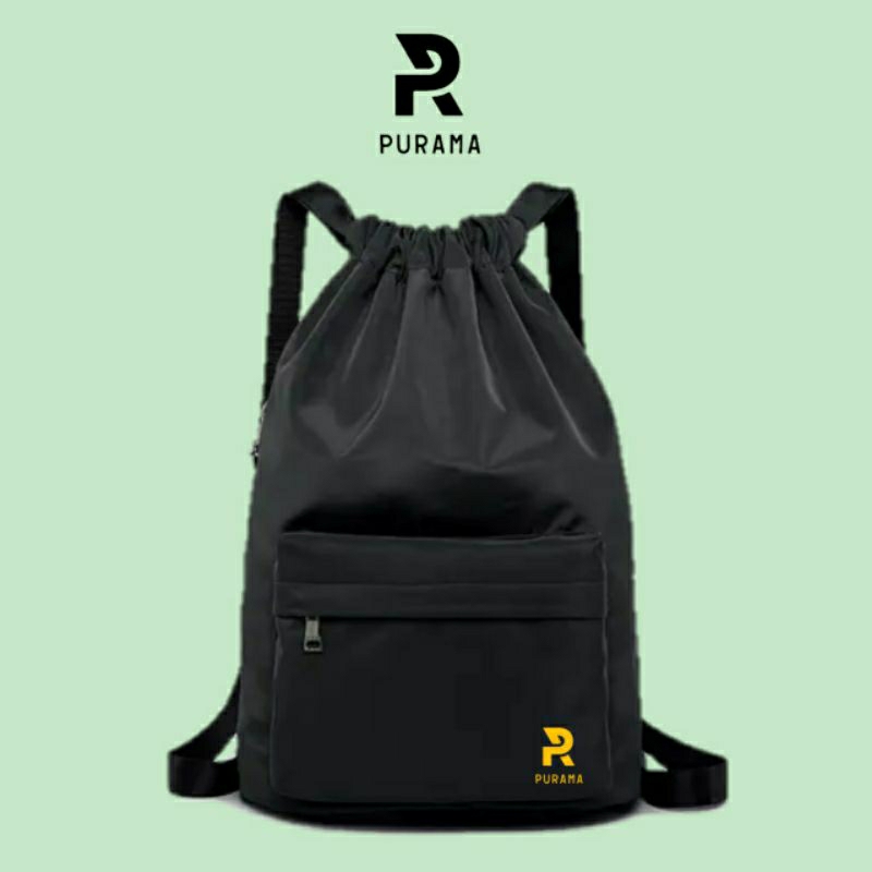 PURAMA - String Bag / Tas Serut Gendong Anti Air Motif Logo