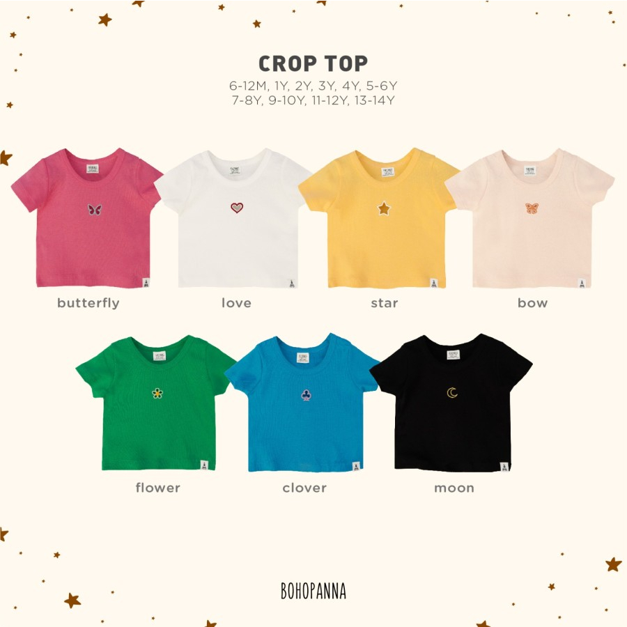 BOHOPANNA - CROP TOP - Atasan Anak Size kecil kaos POLOS PENDEK