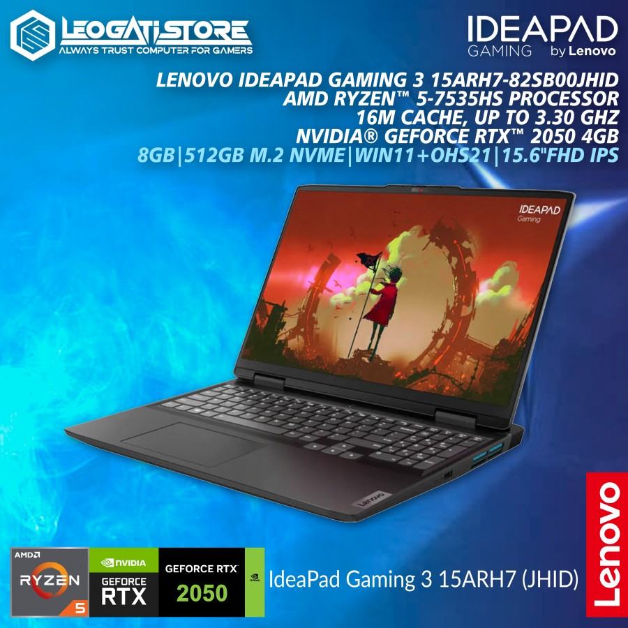 Lenovo IdeaPad Gaming 3 15ARH7-82SB00JHID/Ryzen 5-7535HS/RTX 2050 4GB - RTX 2050 4GB