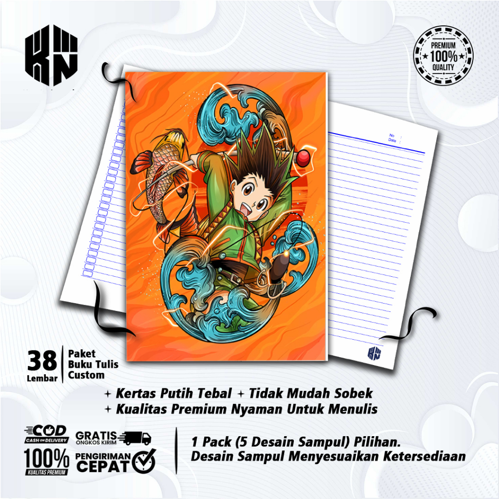

Buku Tulis Sekolah Custom Tema HUNTER X HUNTER Bergaris 38 Lembar 1 Pak Isi 5 Buku/ Buku Tulis Anime/ Buku Aesthetic/ Buku Catatan