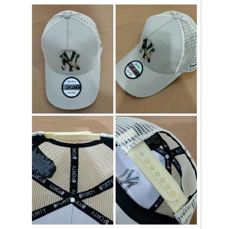 Topi Pria Wanita Cap Baseball Import Topi NY Yankees Premium Jaring - Cream