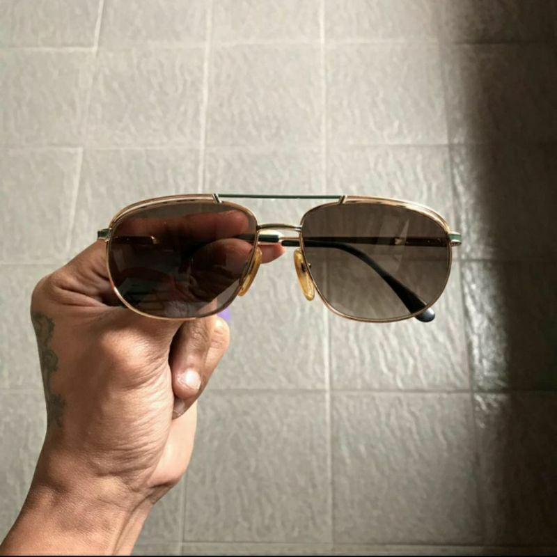 kacamata VINTAGE hitam Lacoste 55 pria wanita