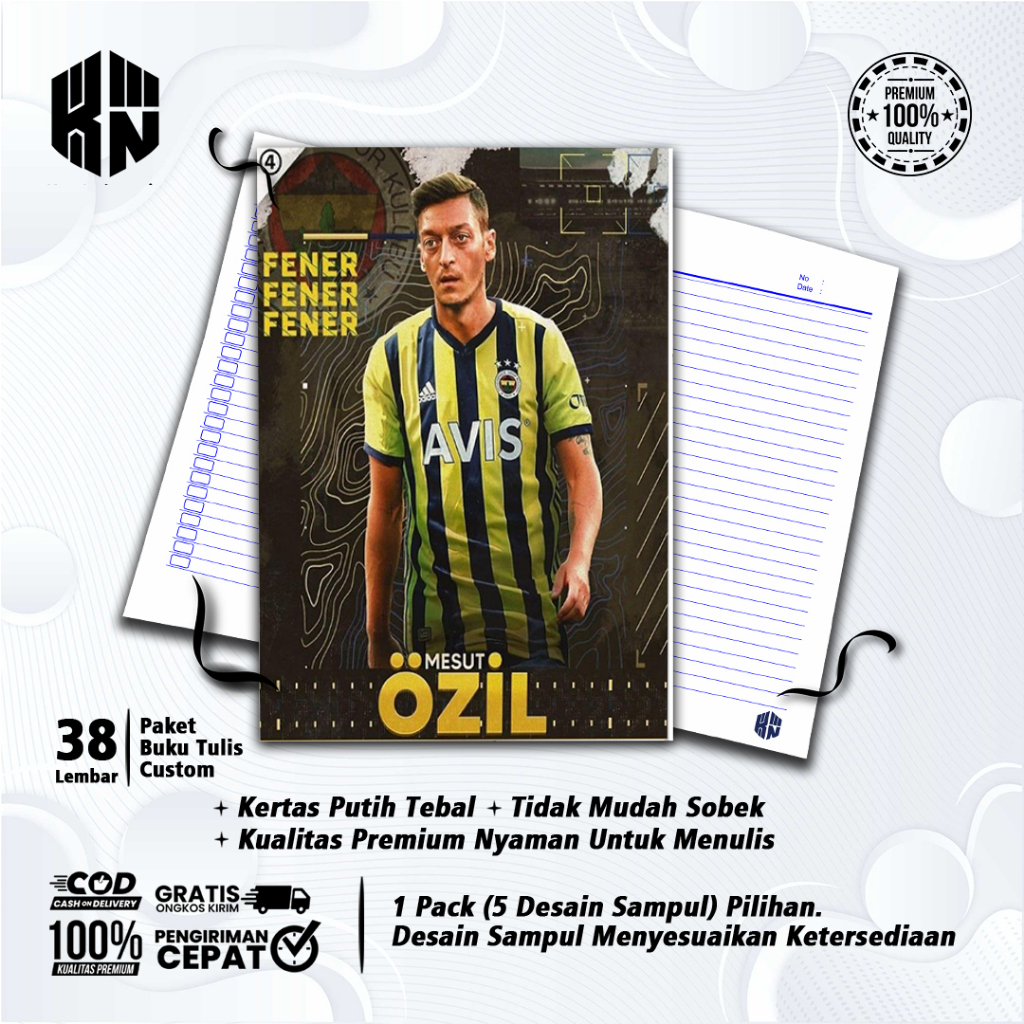 

Buku Tulis Sekolah Custom Tema Sepak Bola MESUT OZIL Bergaris 38 Lembar 1 Pak Isi 5 Buku/ Buku Tulis Anime/ Buku Aesthetic/ Buku Catatan