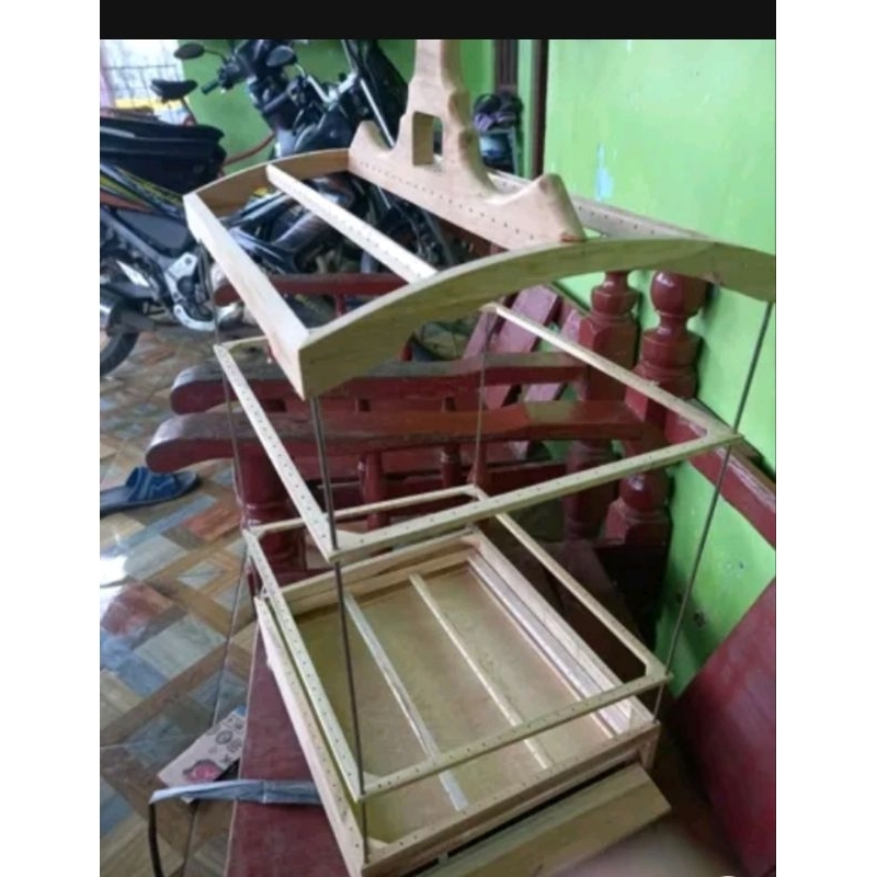 sangkar burung replika diamond mentah no.4 (ambrukan/blm dirangkai)STANDART kayu mahoni