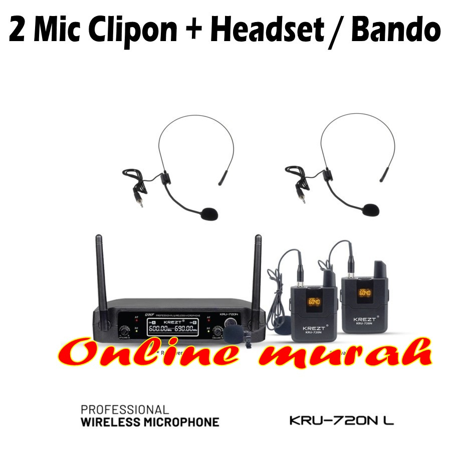 mic wireless krezt kru 720n CL / kru720n / kru 720 n CLIPON / HEADSET