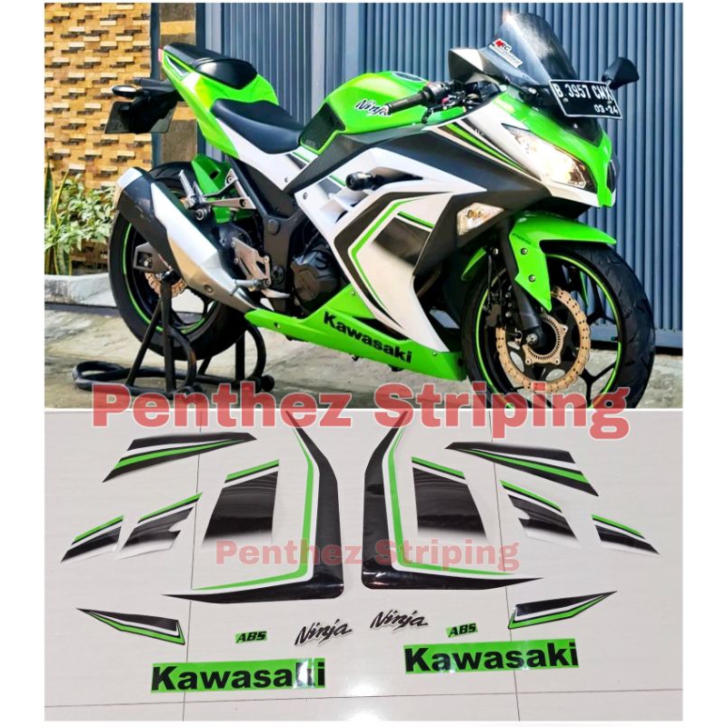 Striping Ninja 250fi ABS LIMITED EDITION Hijau Putih 2016 - 2017 (Cetak HD / Good Quality) ukuran 10