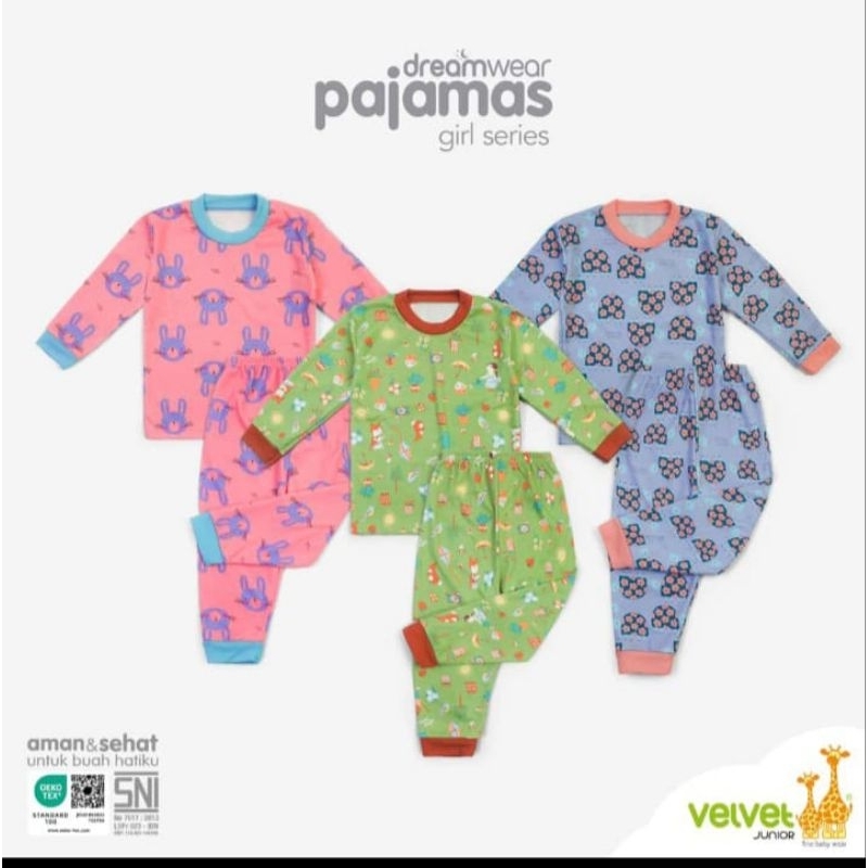 VELVET JUNIOR-3SETEL DREAMWEAR PAJAMAS GIRL SERIES PIYAMA BIG SIZE ANAK PEREMPUAN/PIYAMA ANAK CEWEK/