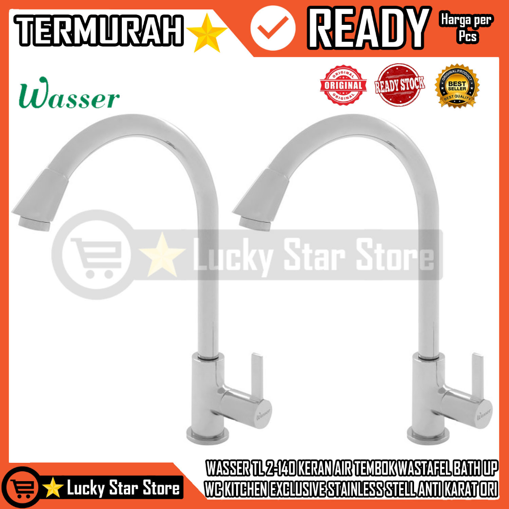 WASSER TL 2-140 KERAN LEHER ANGSA KRAN PANCURAN WASTAFEL BATH UP CUCI PIRING MANCI STAINLESS KERAN D