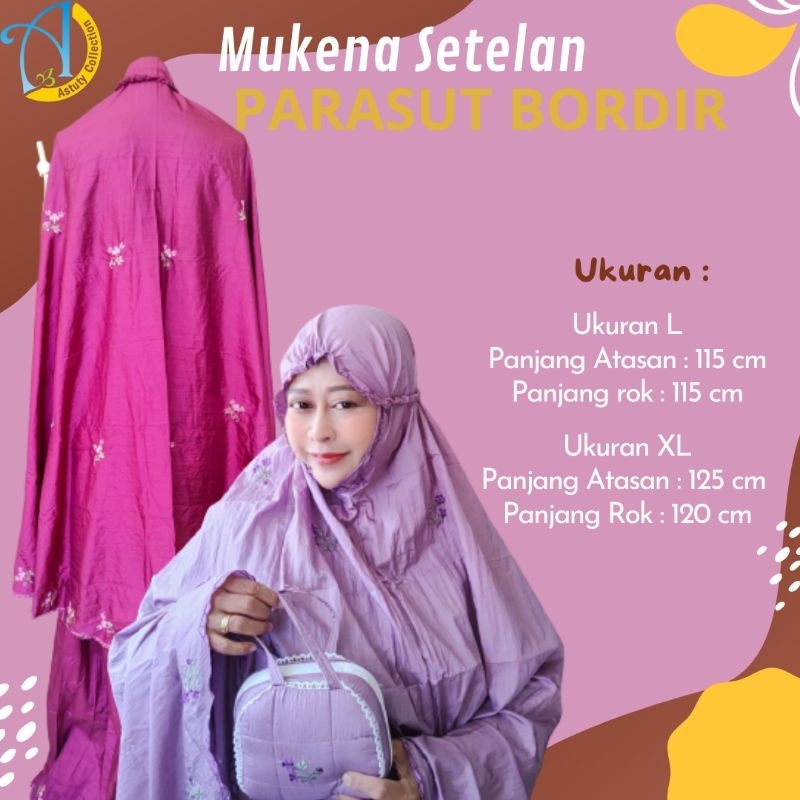 Mukena Parasut Dewasa Premium Bordir  Bahan Tebal Produk Sendiri