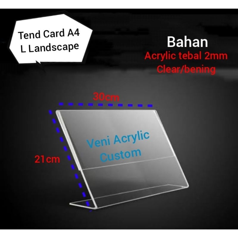 

Stand Card Acrylic A4 tipe L landscape / setanding brosur / tend card / tempat brosur Acrylic A4 tipe L landscape