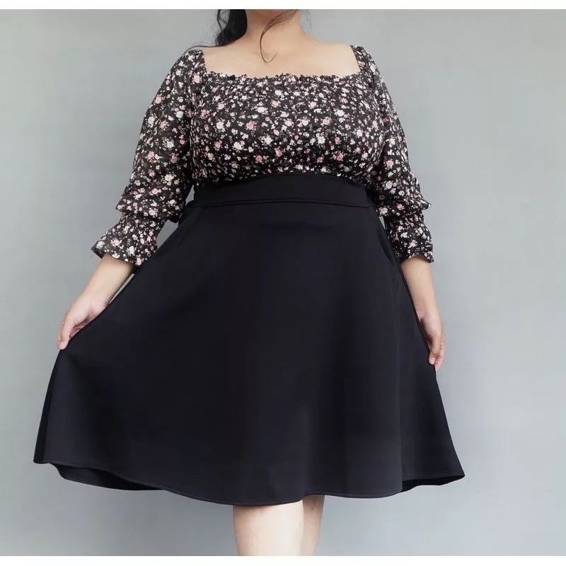 rok midi flare skirt jumbo / rok model payung jumbo XXL