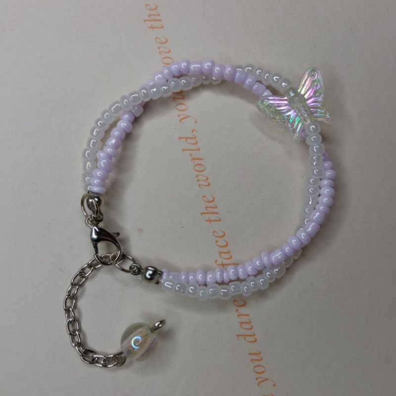 Beads Bracelet Butterfly Purple