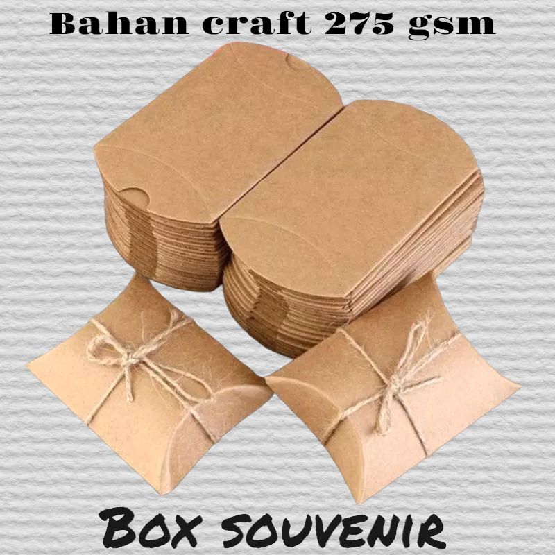

PILLOW BOX PACKAGING/PILLOW BOX COKLAT 275 GSM/DUS SOUVENIR