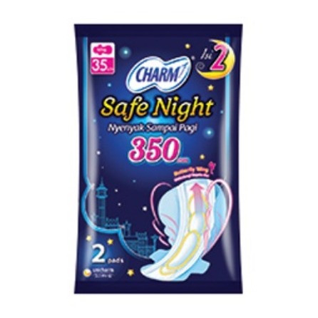 CHARM SAFE NIGHT 35 CM ISI 2 PAD 1 SACHET PEMBALUT