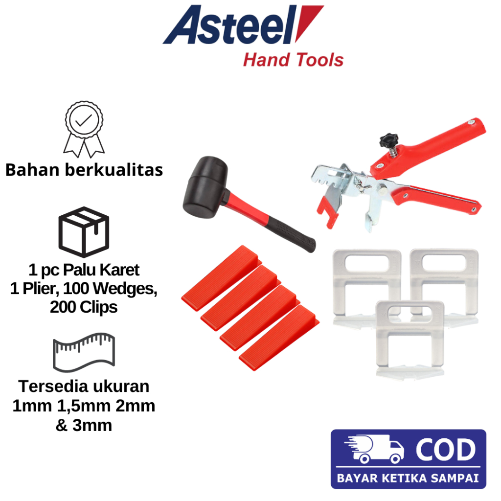 Paket Asteel Tile Spacer Alat Pasang Perata Keramik Granit Lantai Leveling System