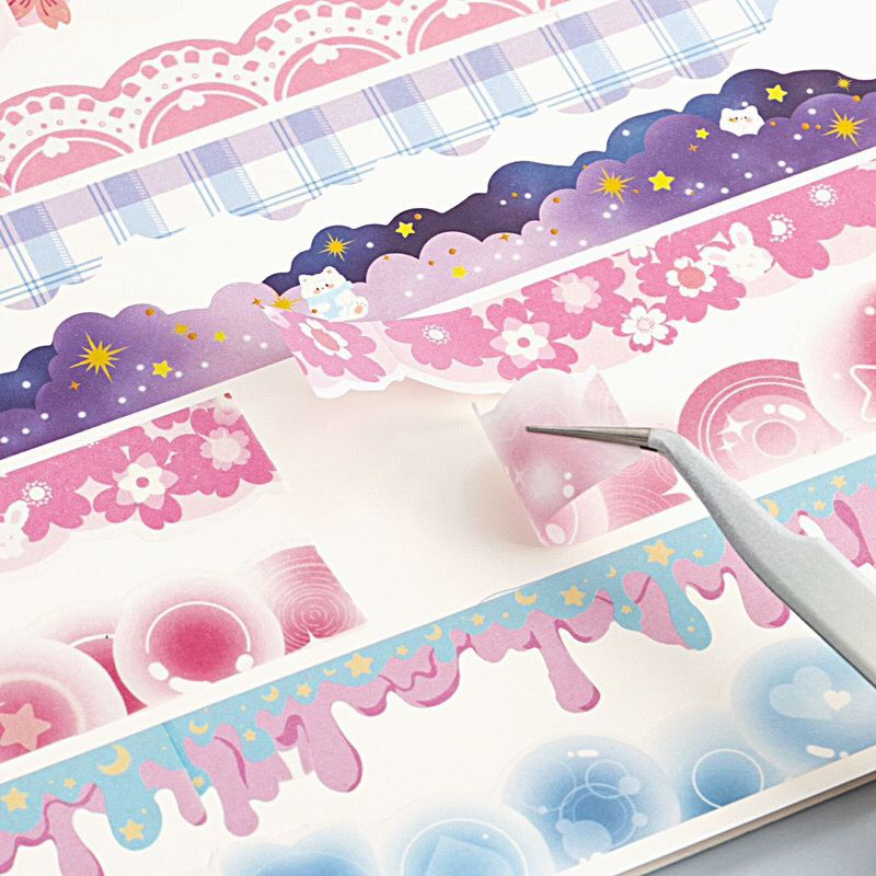 

bib [1Box 12pcs] Washi Tape Stiker Pinggiran Buku Hiasan Jurnal Sticker Aesthetic