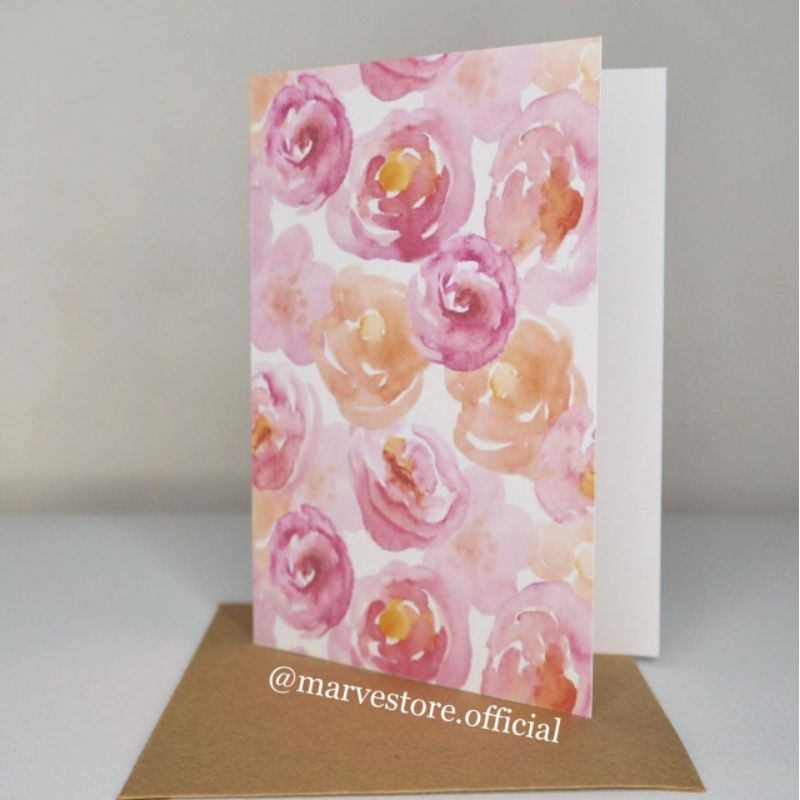 Kartu Ucapan Greetings Card (BC) Kosong/Blank - Flower Watercolors