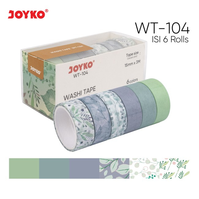 

Pita Perekat / Selotip Kertas Warna / Washi Tape WT-104 (15mm x 3M) JOYKO ( SET )