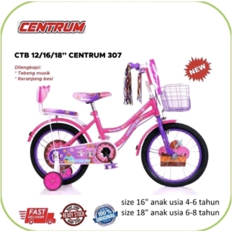 SEPEDA MINI ANAK 16" 18" Centrum 307 Fitur Lampu dan Musik