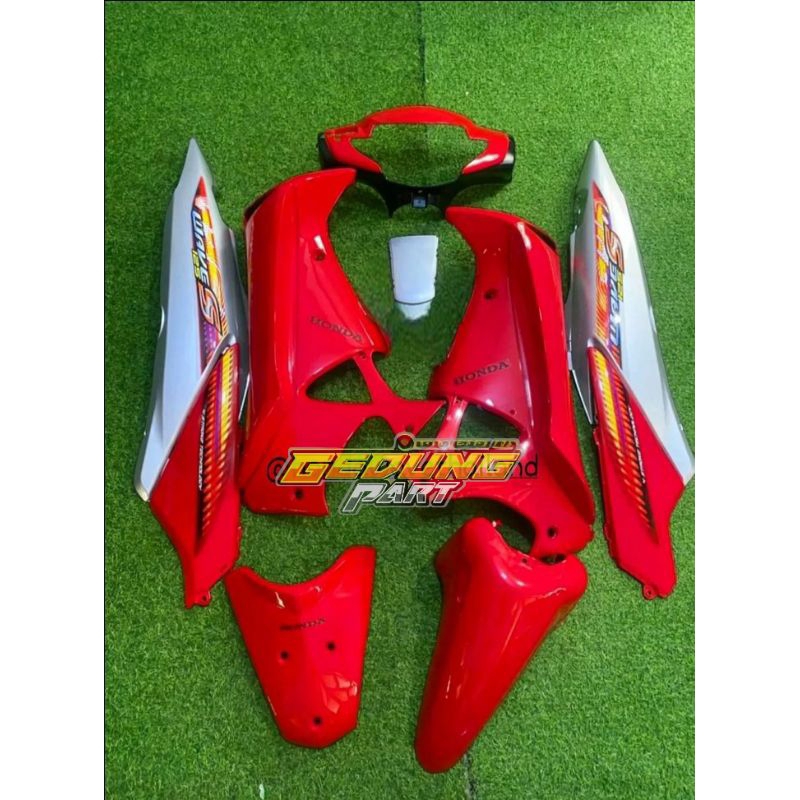 Cover Body Supra X 125 Merah Silver Wave Full Set Halus Honda Supra X 125 Custom Model Wave Thailand