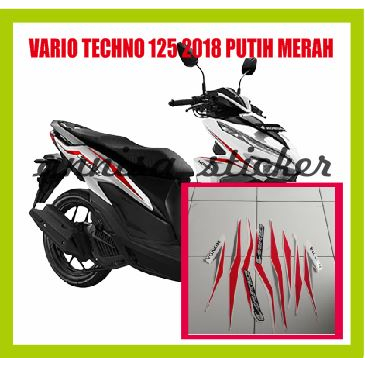 striping honda vario techno 125 2018 putih merah