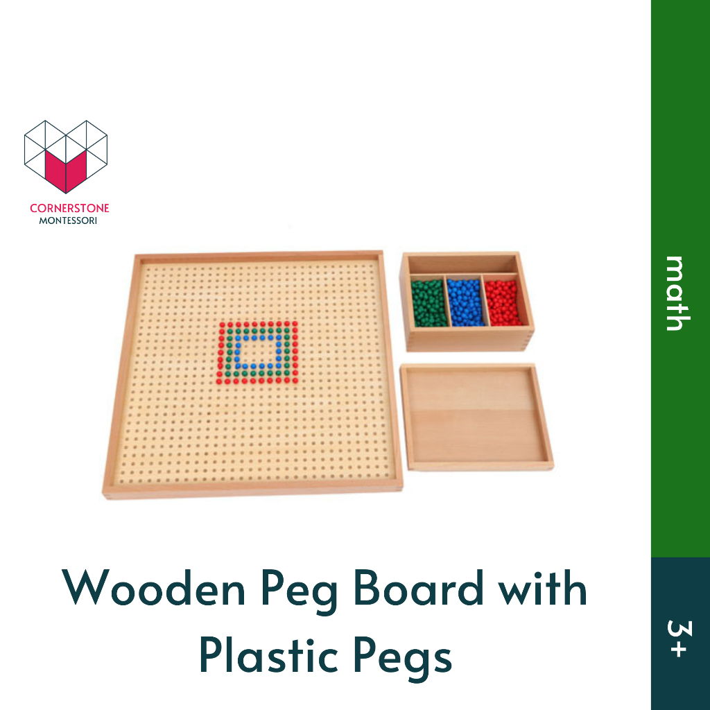 Cornerstone Montessori Wooden Peg Board with Plastic Pegs - Montessori Math