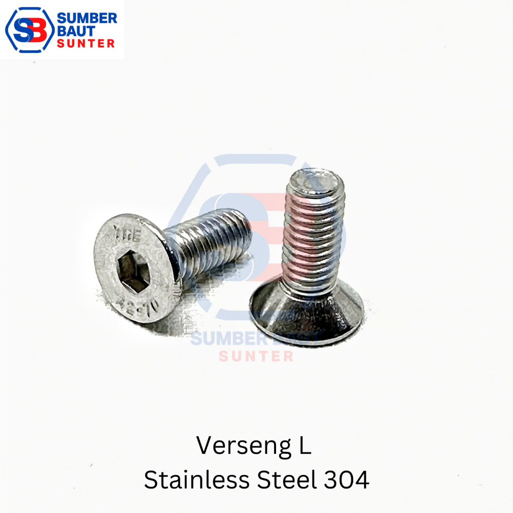 M5x15 Verseng L Stainless - Countersunk Hex Socket SS304 5x15
