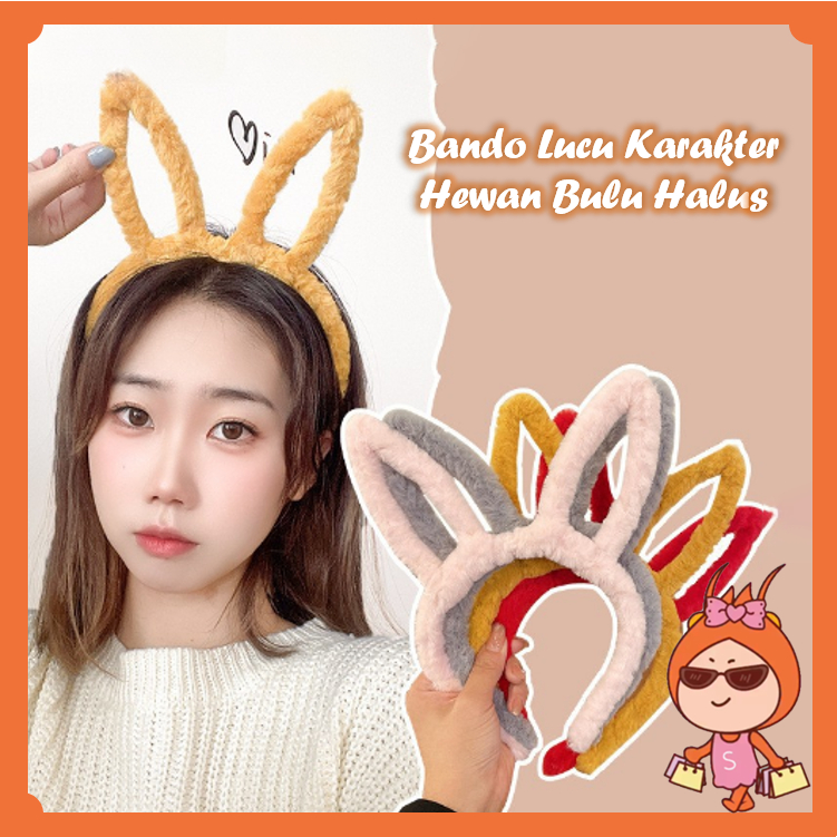 Reseller Welcome - F5932 Bando Lucu Karakter Hewan Bulu Halus / Bando Motif Kuping Kelinci Beruang /