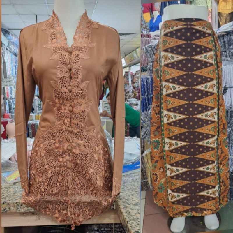 STELAN KEBAYA ROK BATIK PUCUK REBUNG/KEBAYA BORDIR ROK BATIK TUMPAL BETAWI/KEBAYA BORDIR