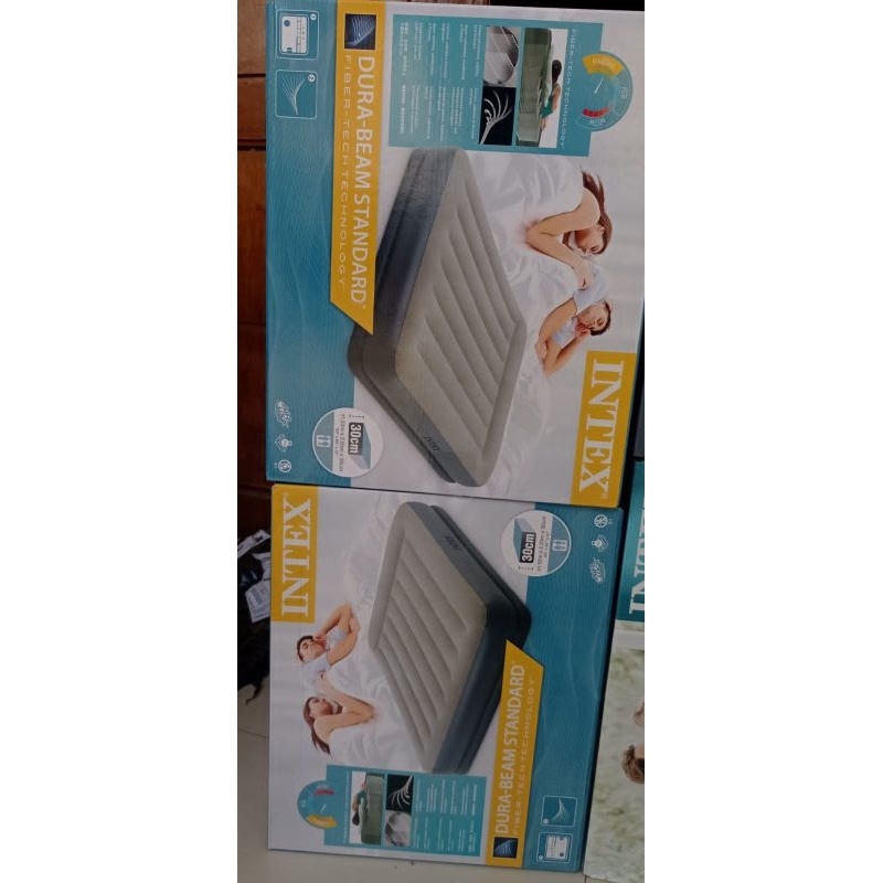 KASUR ANGIN INTEX TUMPUK JUMBO FIBER DURABEAM POMPA ELETRIK NEMPEL BISA GOSEND