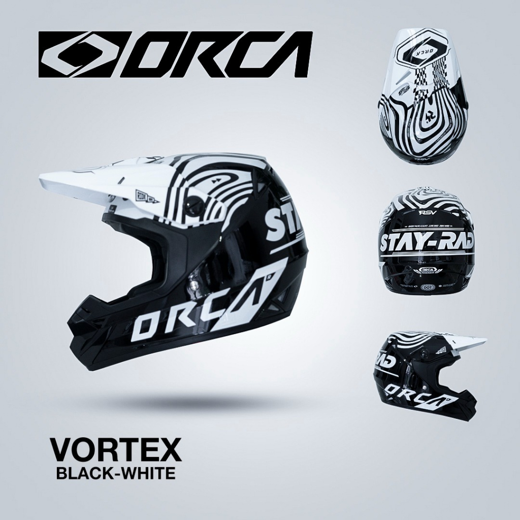 KSR ONEONENINE - HELM ORCA VORTEX SERIES - BLACK WHITE GLOSSY